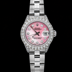 Rolex Datejust 6916 26mm Pink Mother of Pearl Diamond Dial Stainless Steel Watch
