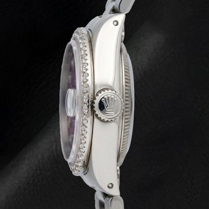 Rolex Datejust 6916 26mm Purple Diamond Dial Stainless Steel Oyster Bracelet Watch