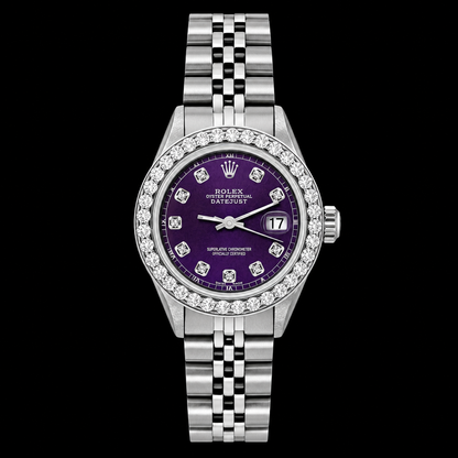 Rolex Datejust 6916 26mm Purple Diamond Dial Stainless Steel Watch