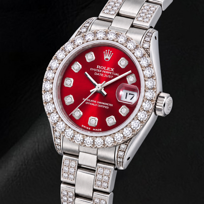 Rolex Datejust 6916 26mm Red Diamond Dial Stainless Steel Watch