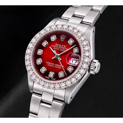 Rolex Datejust 6916 26mm Red Diamond Dial Stainless Steel Watch