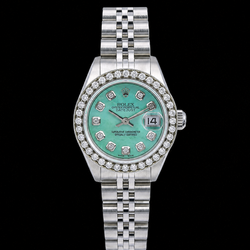 Rolex Datejust 6916 26mm Turquoise Mother of Pearl Diamond Dial Stainless Steel Watch