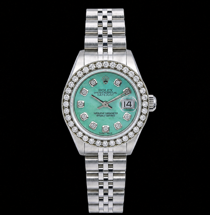 Rolex Datejust 6916 26mm Turquoise Mother of Pearl Diamond Dial Stainless Steel Watch