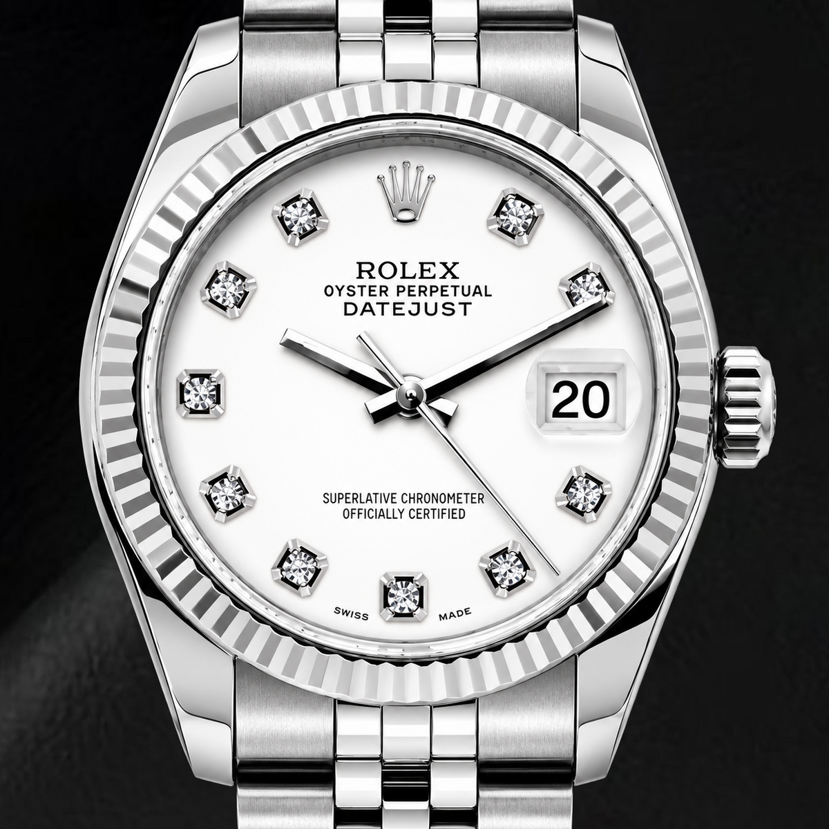 Rolex Datejust 6916 26mm White Diamond Dial Stainless Steel Watch