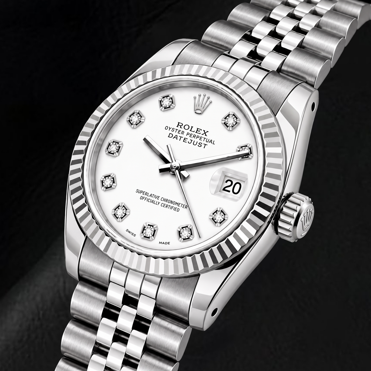 Rolex Datejust 6916 26mm White Diamond Dial Stainless Steel Watch