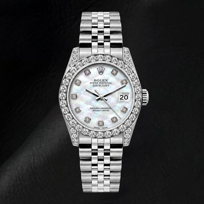 Rolex Datejust 6916 26mm White Mother of Pearl Diamond Dial Stainless Steel Watch