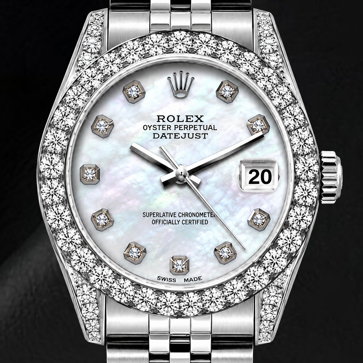 Rolex Datejust 6916 26mm White Mother of Pearl Diamond Dial Stainless Steel Watch