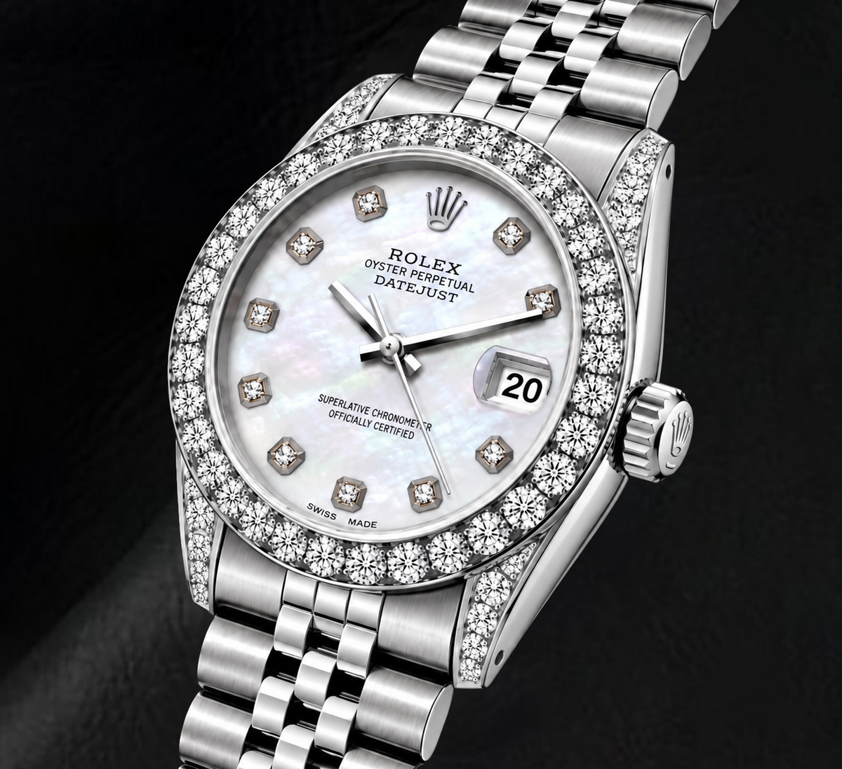 Rolex Datejust 6916 26mm White Mother of Pearl Diamond Dial Stainless Steel Watch
