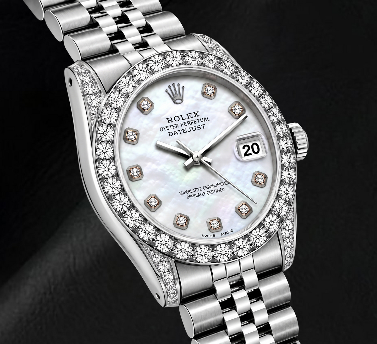 Rolex Datejust 6916 26mm White Mother of Pearl Diamond Dial Stainless Steel Watch
