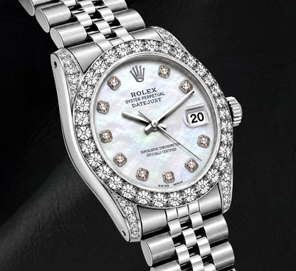 Rolex Datejust 6916 26mm White Mother of Pearl Diamond Dial Stainless Steel Watch