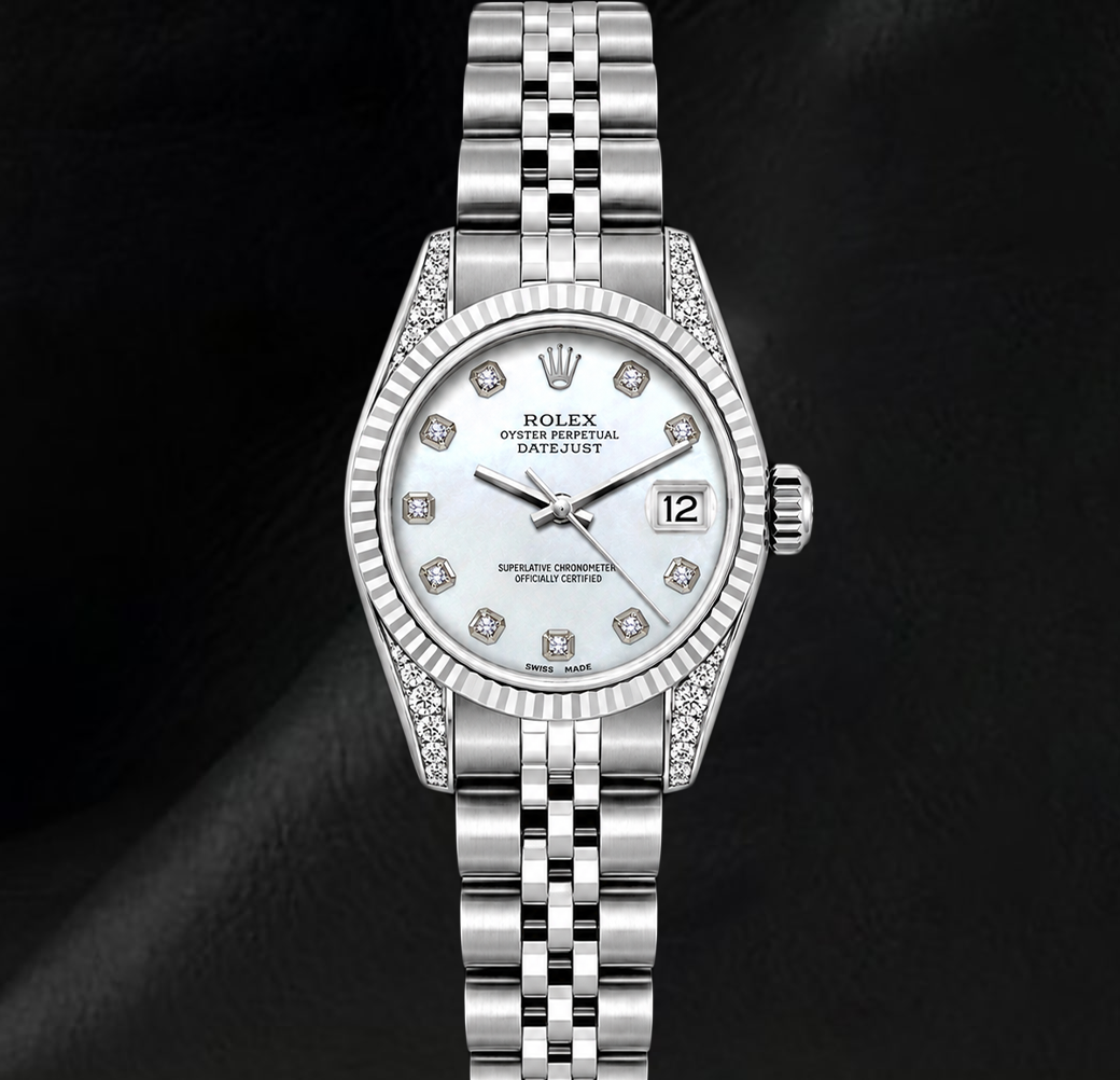 Rolex Datejust 6916 26mm White Mother of Pearl Diamond Stainless Steel Watch