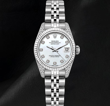 Rolex Datejust 6916 26mm White Mother of Pearl Diamond Stainless Steel Watch