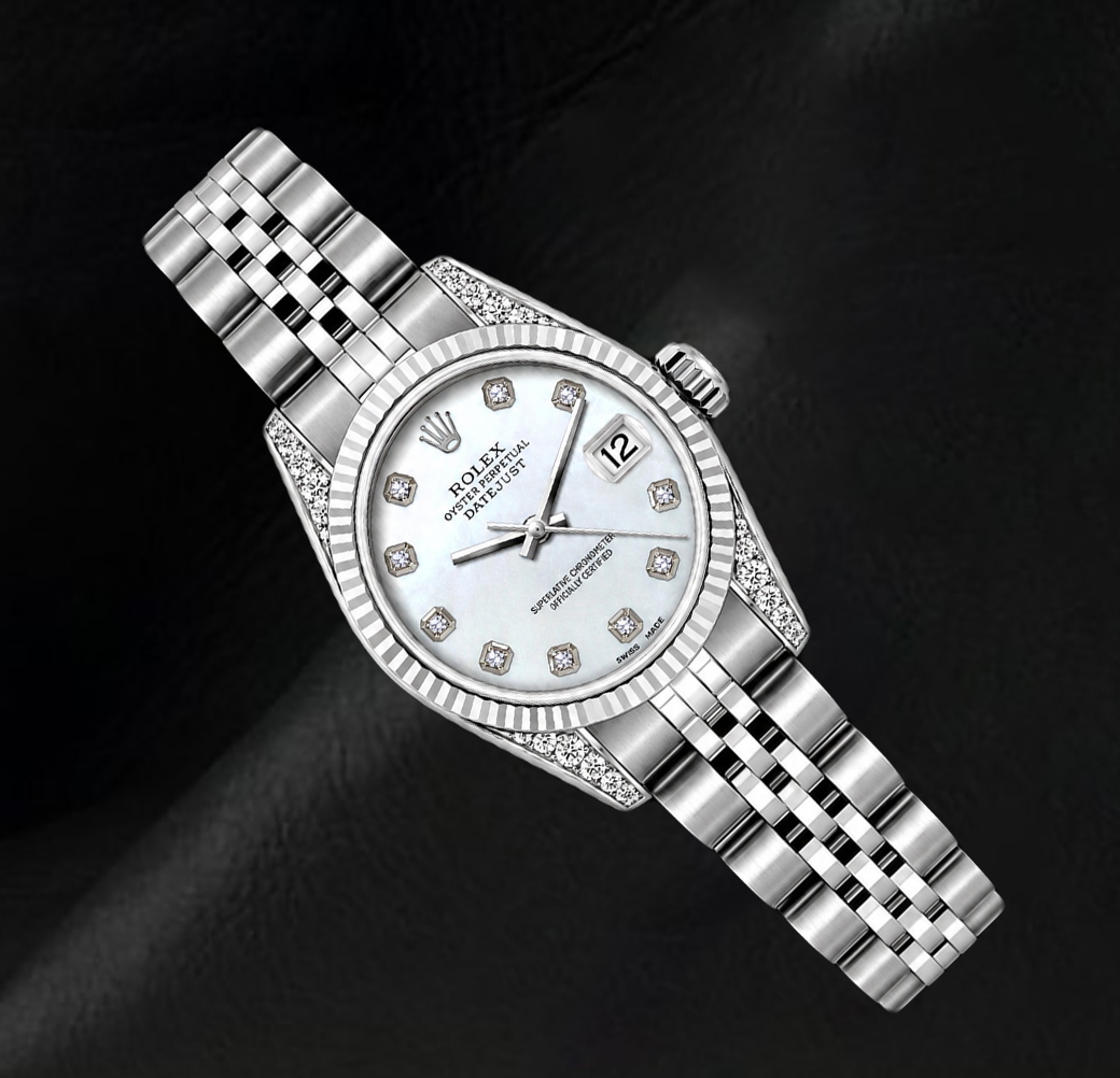 Rolex Datejust 6916 26mm White Mother of Pearl Diamond Stainless Steel Watch