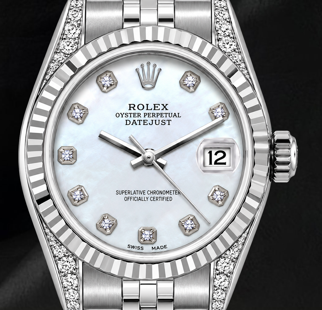 Rolex Datejust 6916 26mm White Mother of Pearl Diamond Stainless Steel Watch
