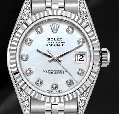 Rolex Datejust 6916 26mm White Mother of Pearl Diamond Stainless Steel Watch
