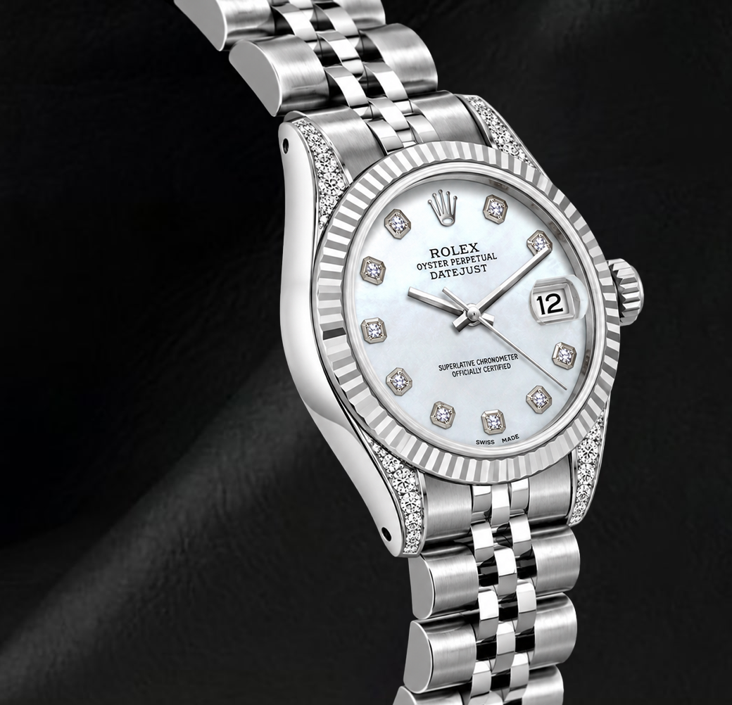 Rolex Datejust 6916 26mm White Mother of Pearl Diamond Stainless Steel Watch