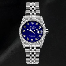 Rolex Datejust 6916 Blue Diamond Dial 26mm Diamond Bezel Stainless Steel Watch