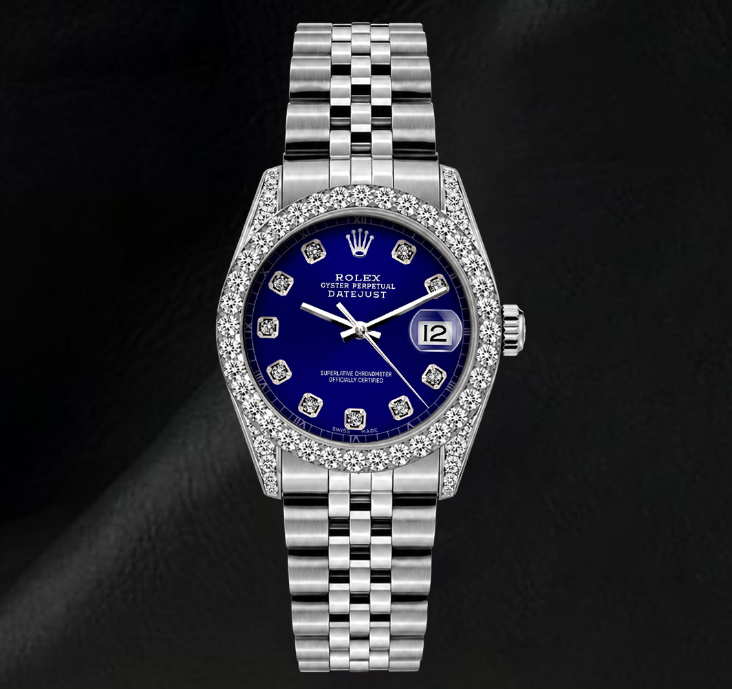 Rolex Datejust 6916 Blue Diamond Dial 26mm Diamond Bezel Stainless Steel Watch