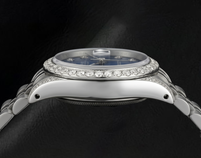 Rolex Datejust 6916 Blue Diamond Dial 26mm Diamond Bezel Stainless Steel Watch