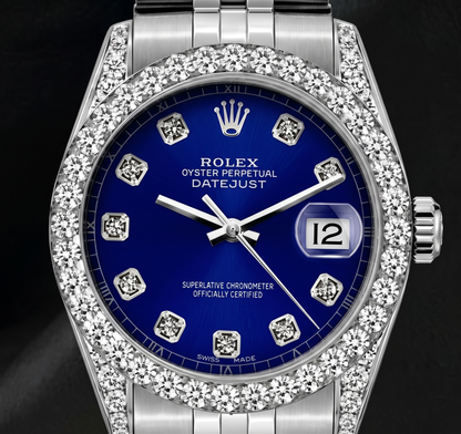 Rolex Datejust 6916 Blue Diamond Dial 26mm Diamond Bezel Stainless Steel Watch