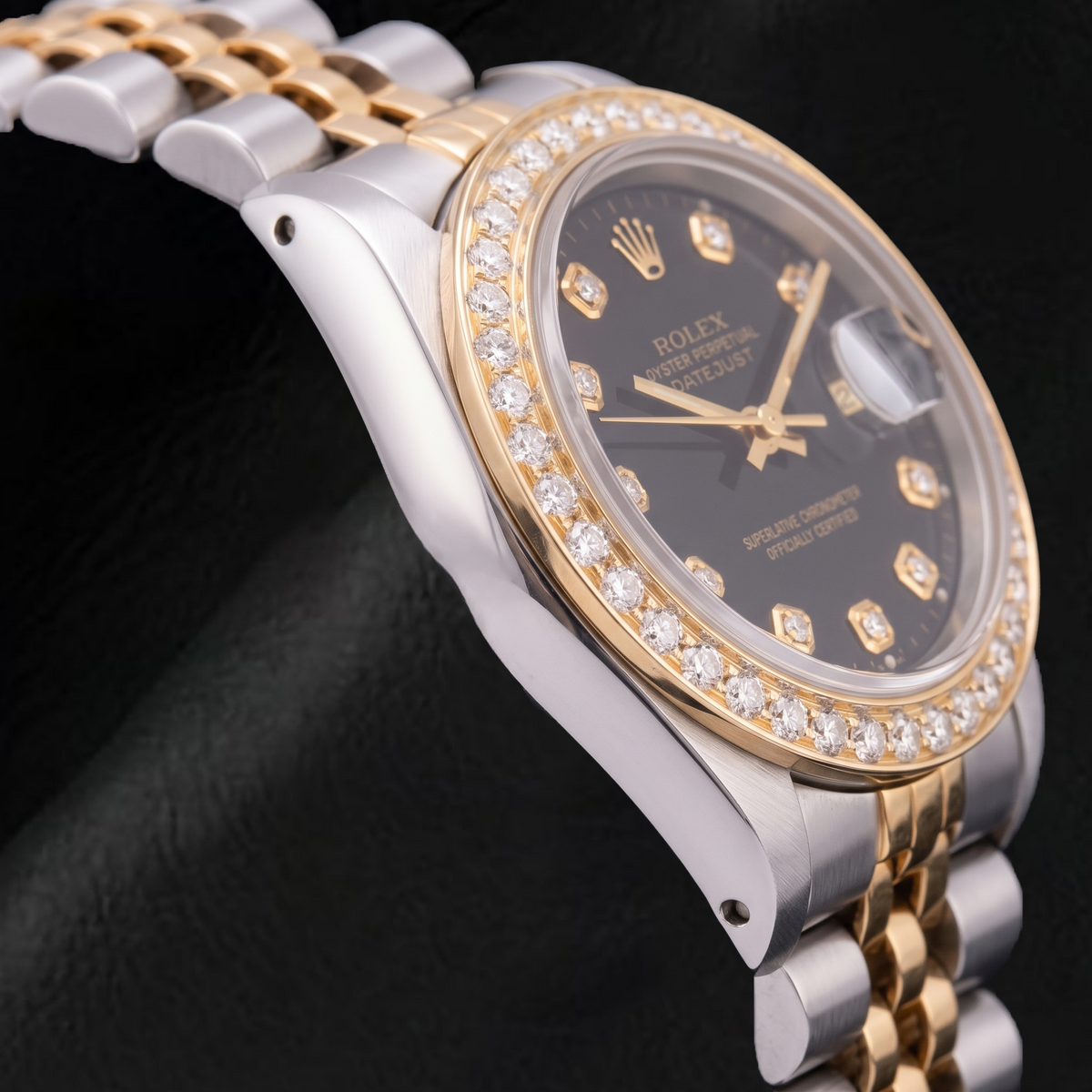 Rolex Datejust 69173 26mm Black Diamond Dial Two Tone Watch