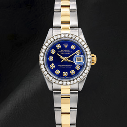 Rolex Datejust 69173 26mm Blue Diamond Dial Diamond Two Tone Watch