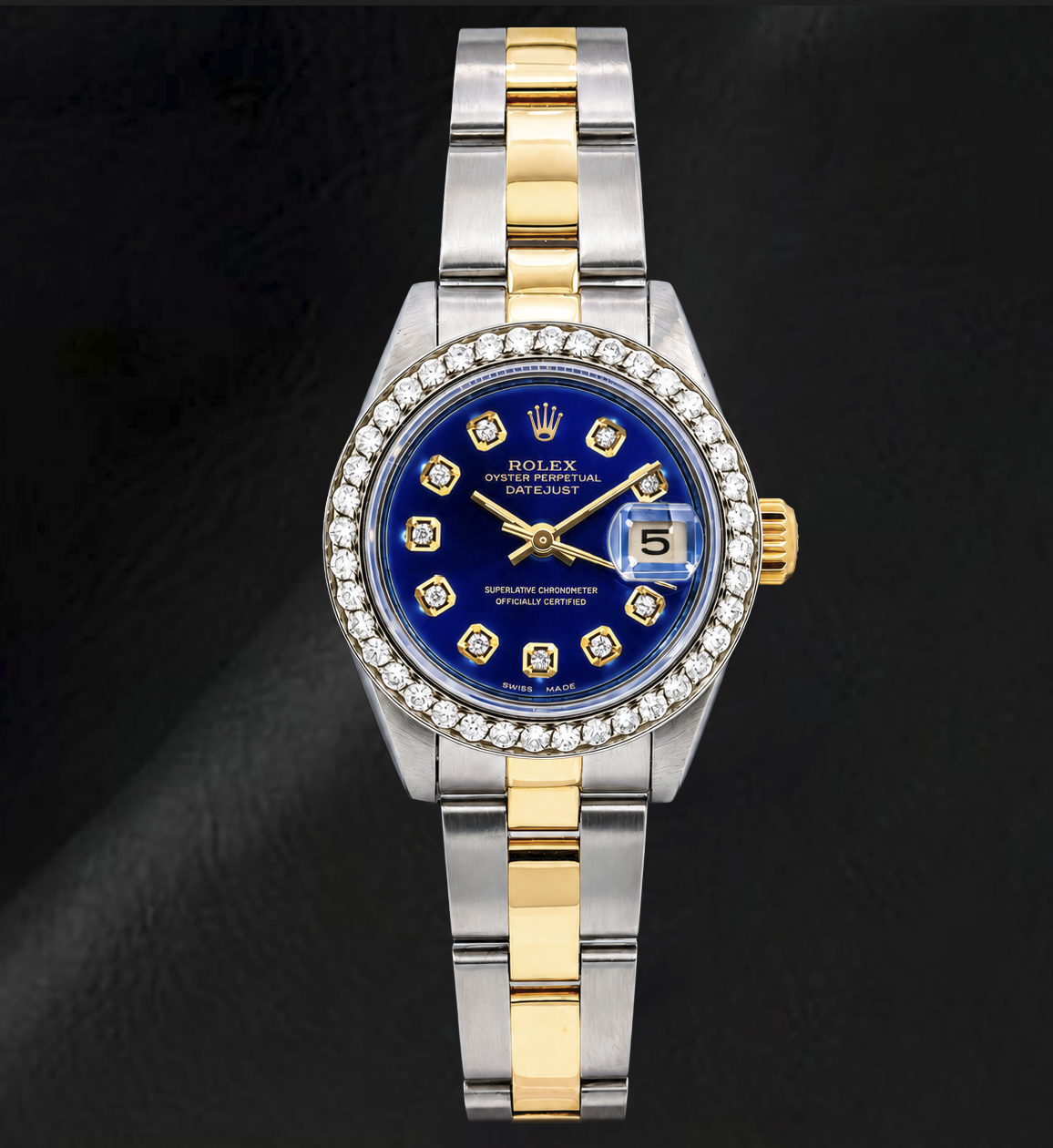 Rolex Datejust 69173 26mm Blue Diamond Dial Diamond Two Tone Watch