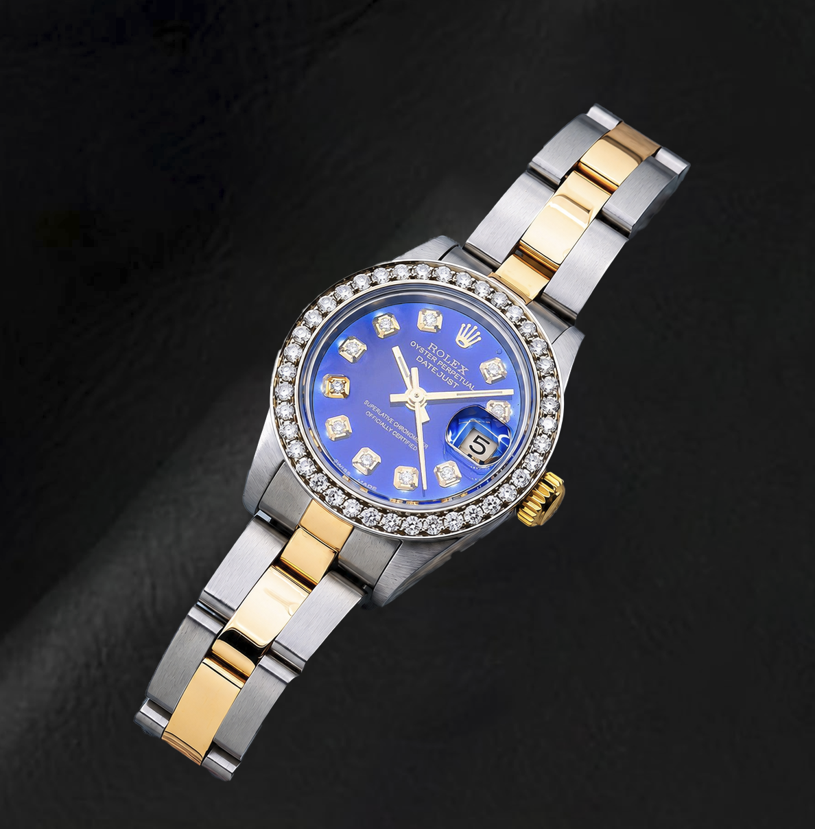 Rolex Datejust 69173 26mm Blue Diamond Dial Diamond Two Tone Watch