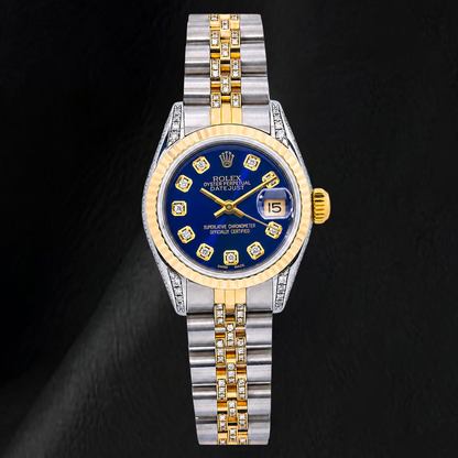 Rolex Datejust 69173 26mm Blue Diamond Dial Two Tone Watch