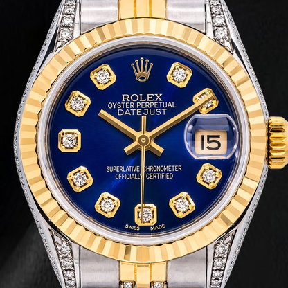 Rolex Datejust 69173 26mm Blue Diamond Dial Two Tone Watch