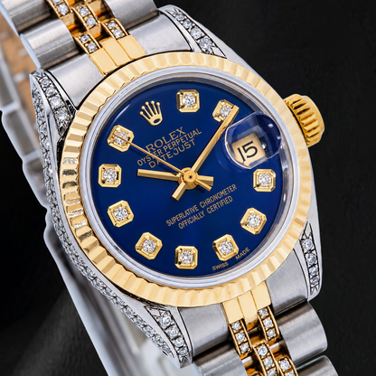 Rolex Datejust 69173 26mm Blue Diamond Dial Two Tone Watch