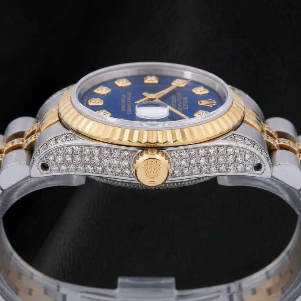 Rolex Datejust 69173 26mm Blue Diamond Dial Two Tone Watch
