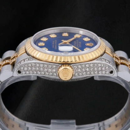 Rolex Datejust 69173 26mm Blue Diamond Dial Two Tone Watch