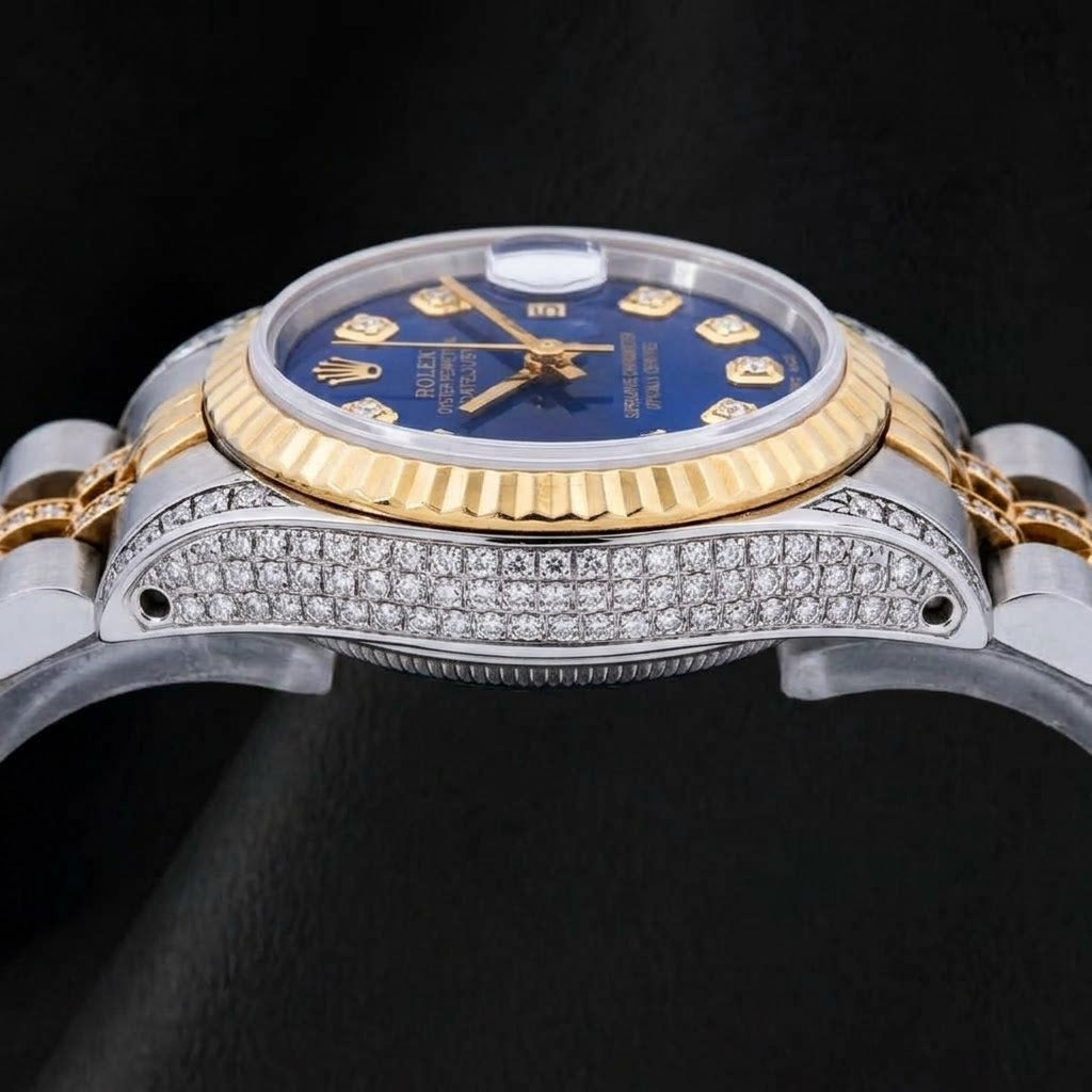Rolex Datejust 69173 26mm Blue Diamond Dial Two Tone Watch