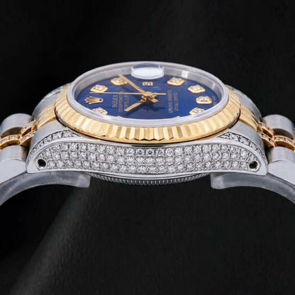 Rolex Datejust 69173 26mm Blue Diamond Dial Two Tone Watch