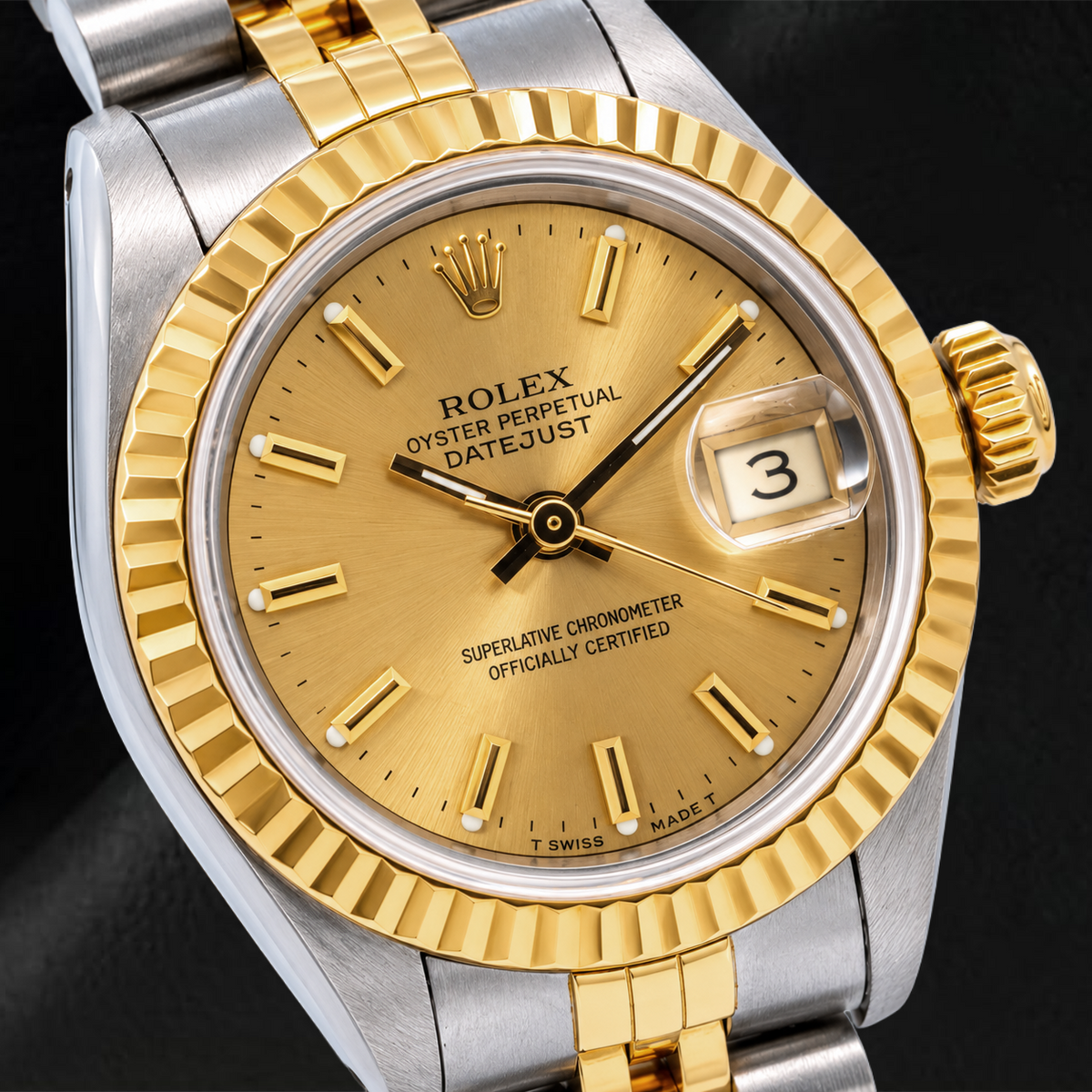 Rolex Datejust 69173 26mm Champagne Stick Dial Two Tone Jubilee Bracelet Watch