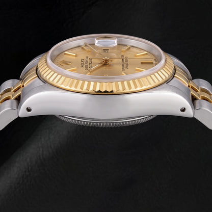 Rolex Datejust 69173 26mm Champagne Stick Dial Two Tone Watch 