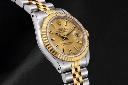 Rolex Datejust 69173 26mm Champagne Stick Dial Two Tone Watch 