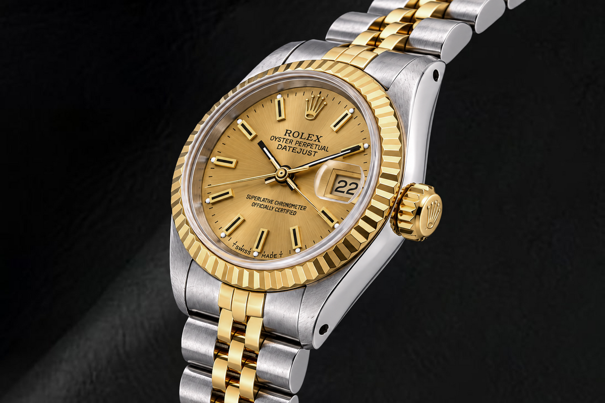 Rolex Datejust 69173 26mm Champagne Stick Dial Two Tone Watch 
