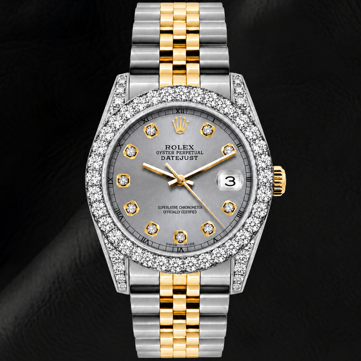 Rolex Datejust 69173 26mm Gray Diamond Dial Two Tone Jubilee Bracelet Watch