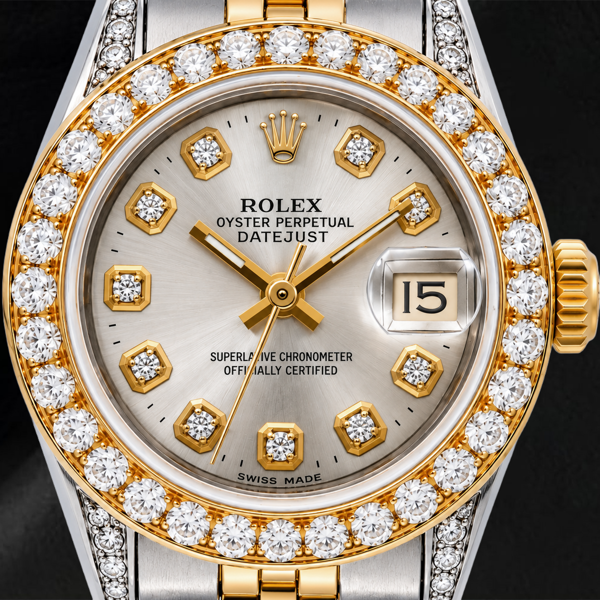 Rolex Datejust 69173 26mm Silver Diamond Dial Two Tone Jubilee Bracelet Watch