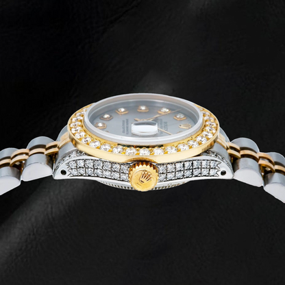 Rolex Datejust 69173 26mm Silver Diamond Dial Two Tone Jubilee Bracelet Watch