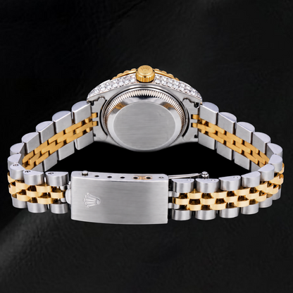 Rolex Datejust 69173 26mm White Mother of Pearl Diamond Dial Two Tone Watch