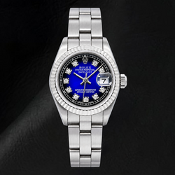Rolex Datejust 69174 26mm Blue Factory Diamond Dial Stainless Steel Watch