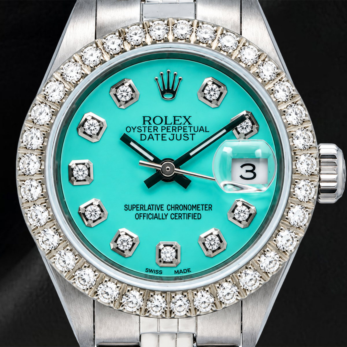 Rolex Datejust 69174 26mm Turquoise Diamond Dial Stainless Steel Jubilee Bracelet Watch