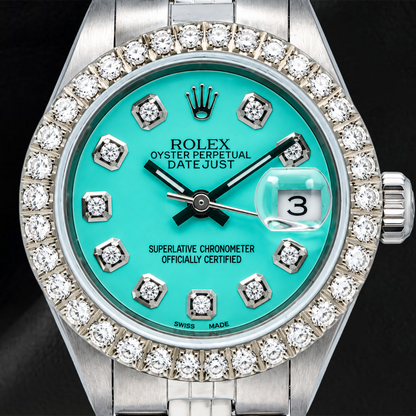 Rolex Datejust 69174 26mm Turquoise Diamond Dial Stainless Steel Jubilee Bracelet Watch