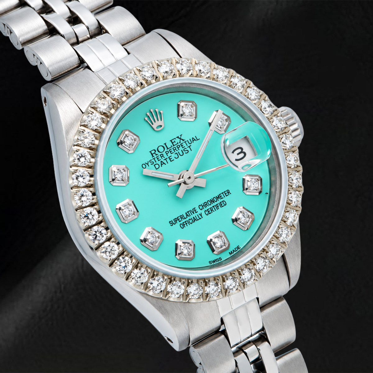 Rolex Datejust 69174 26mm Turquoise Diamond Dial Stainless Steel Jubilee Bracelet Watch