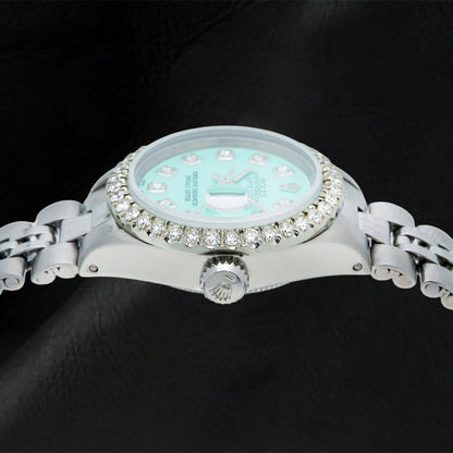 Rolex Datejust 69174 26mm Turquoise Diamond Dial Stainless Steel Jubilee Bracelet Watch