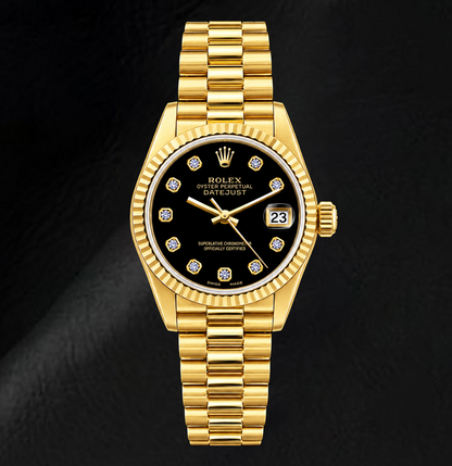 Rolex Datejust 69178 26mm Black Diamond Dial Yellow Gold Watch