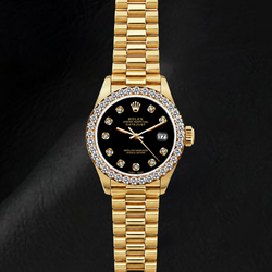Rolex Datejust 69178 26mm Black Diamond Dial Yellow Gold Watch